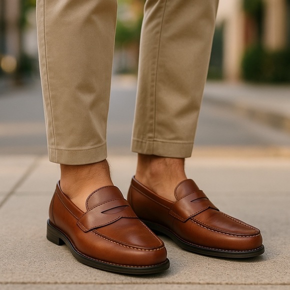 MENS DOCKERS COLLEAGUE CLASSIC TAN LOAFER BUSINESS CASUAL DRESS SHOES SZ 12W - Picture 3 of 12